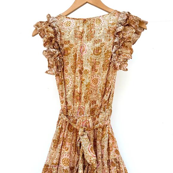 Ulla Johnson Virginia Dress Midi Belt Ruffle Yellow Meadow Cottage Cotton 2 - Picture 5 of 12